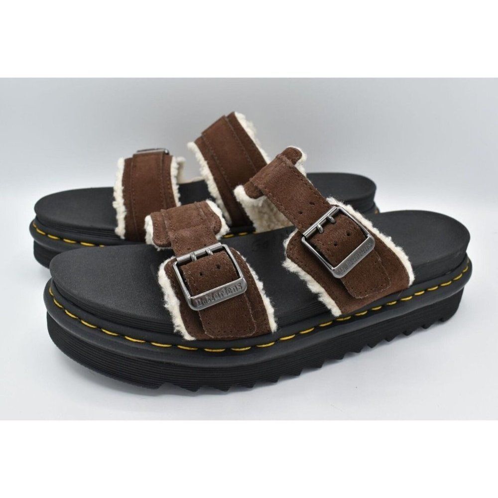 Dr Martens Mens Size 11 Myles Brown Suede Buckle Slide Sandals Shoes